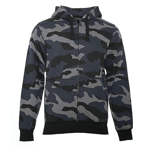 ROCK-IT Apparel® Kapuzenjacke Camouflage Herren Heavy Hoodie Sweatjacke Männer Zipper Hoody Workerhoodie Pullover S-5XL mit Reißverschluss Und Fleece-Innenseite Schwarz/Grau/Blau 5XL von ROCK-IT Apparel