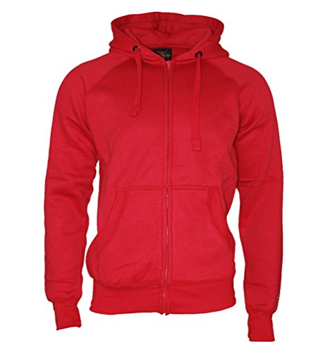 ROCK-IT Apparel® Kapuzenjacke Slim Fit Herren Sweatjacke Heavy Hoodie Zipper Ziphood Workerhoodie Pullover 380g mit Reißverschluss und Fleece-Innenseite Rot Large von ROCK-IT Apparel