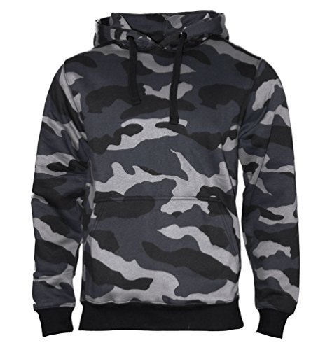 ROCK-IT Apparel Kapuzenpullover Herren Hoodie Workerhoodie Kapuzenpulli Sweatshirt Männer Hoody Größe XS-5XL hochwertig und sehr Soft Camouflage Schwarz/Blau 4X-Large von ROCK-IT Apparel