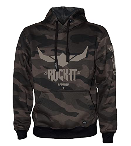 ROCK-IT Apparel Kapuzenpullover Herren Kapuzensweater Urban Streetstyle Hoodie mit Kapuze Größen S-5XL Hoody ohne Reißverschluss Kapuzenpulli mit Fleece innen S-5XL Dark Camo 3XL von ROCK-IT Apparel