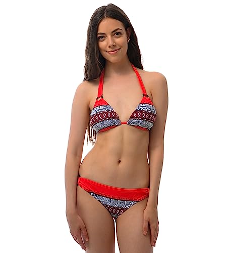 ROCK-IT Apparel® Triangel Bikini Aztec - Damen Push up Zweiteiler Bikini Set mit Bikinioberteil und Bikinihose - Original von Rock-IT - Farbe Rot - Small von ROCK-IT Apparel