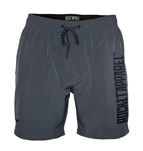 ROCK-IT Apparel Badeshorts Herren I Badehose schnelltrocknend mit Mesh Innenhose und Taschen [S-5XL] Premium Männer Beach Short für den Strand, Meer surfen oder Schwimmbad I Grau X-Large von ROCK-IT Apparel