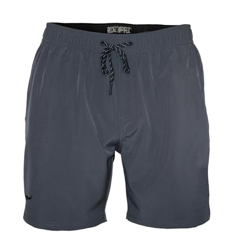 ROCK-IT Apparel Badeshorts Herren I Badehose schnelltrocknend mit Mesh Innenhose und Taschen [S-5XL] Premium Männer Beach Short für den Strand, Meer surfen oder Schwimmbad I Grau 3X-Large von ROCK-IT Apparel