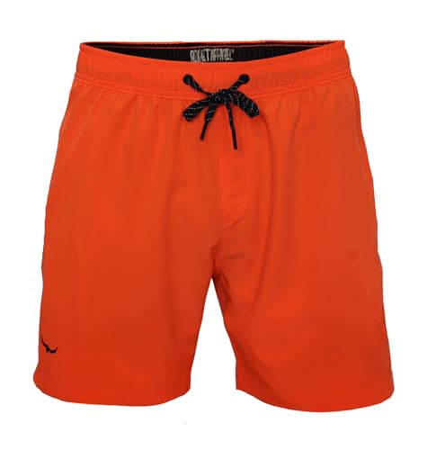 ROCK-IT Apparel Badeshorts Herren I Badehose schnelltrocknend mit Mesh Innenhose und Taschen [S-5XL] Premium Männer Beach Short für den Strand, Meer surfen oder Schwimmbad I Orange Medium von ROCK-IT Apparel