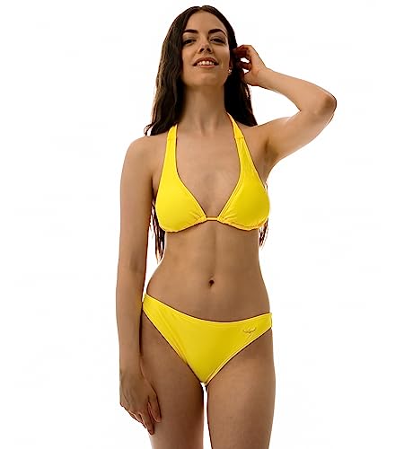 ROCK-IT Apparel Bikini Damen Set I Bikinioberteil Set mit Bikinihose I Triangel Bikini mit Push up Pads zum rausnehmen I Farbe Gelb (Slip M - Top S) von ROCK-IT Apparel