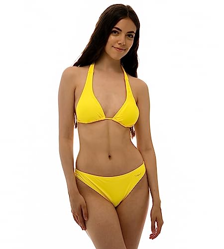 ROCK-IT Apparel Bikini Damen Set I Bikinioberteil Set mit Bikinihose I Triangel Bikini mit Push up Pads zum rausnehmen I Farbe Gelb (Slip XL - Top L) von ROCK-IT Apparel