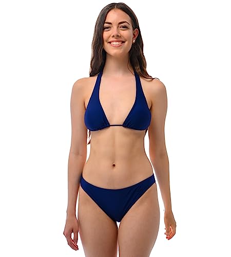 ROCK-IT Apparel Bikini Damen Set I Bikinioberteil Set mit Bikinihose I Triangel Bikini mit Push up Pads zum rausnehmen I Farbe Navy (Slip L - Top M) von ROCK-IT Apparel