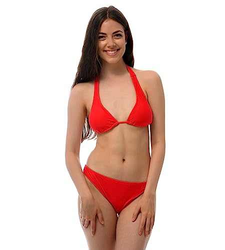 ROCK-IT Apparel Bikini Damen Set I Bikinioberteil Set mit Bikinihose I Triangel Bikini mit Push up Pads zum rausnehmen I Farbe Rot (Slip L - Top M) von ROCK-IT Apparel