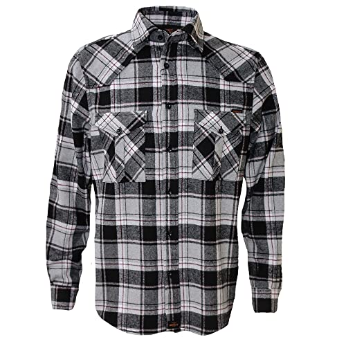 ROCK-IT Apparel Flanellhemd Herren kariert Langarm Baumwolle Holzfällerhemd Männer Karohemd Regular Schnitt weicher Stoff Made in Europe [Größen S-5XL] 4XL Blau/Rot/Weiß von ROCK-IT Apparel