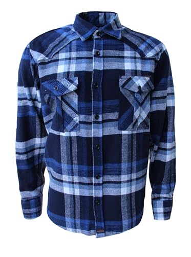 ROCK-IT Apparel Flanellhemd Herren kariert Langarm Baumwolle Holzfällerhemd Männer Karohemd Regular Schnitt weicher Stoff Made in Europe [Größen S-5XL] 5XL Navy von ROCK-IT Apparel
