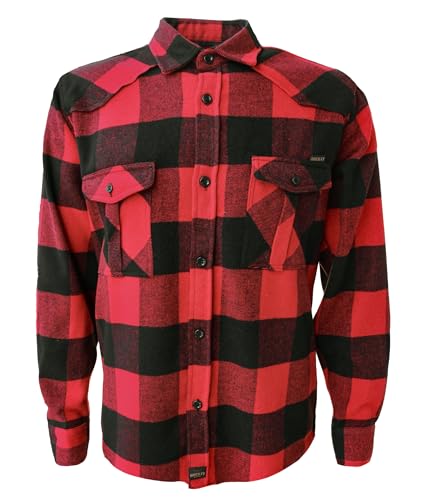 ROCK-IT Apparel Flanellhemd Herren kariert Langarm Baumwolle Holzfällerhemd Männer Karohemd Regular Schnitt weicher Stoff Made in Europe [Größen S-5XL] 5XL Rot von ROCK-IT Apparel