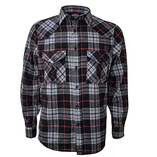 ROCK-IT Apparel Flanellhemd Herren kariert Langarm Baumwolle Holzfällerhemd Männer Karohemd Regular Schnitt weicher Stoff Made in Europe [Größen S-5XL] 5XL Schwarz/Weiß/Grau von ROCK-IT Apparel