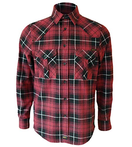 ROCK-IT Apparel Flanellhemd Herren kariert Langarm Baumwolle Holzfällerhemd Männer Karohemd Regular Schnitt weicher Stoff Made in Europe [Größen S-5XL] S Burgundy Rot von ROCK-IT Apparel