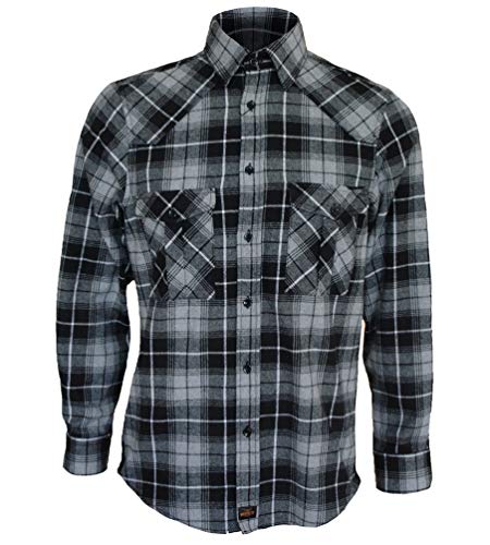 ROCK-IT Apparel Flanellhemd Herren kariert Langarm Baumwolle Holzfällerhemd Männer Karohemd Regular Schnitt weicher Stoff Made in Europe [Größen S-5XL] XL Grau von ROCK-IT Apparel