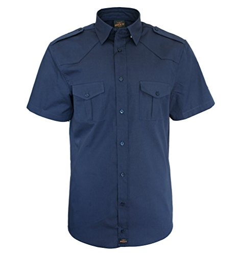 ROCK-IT Apparel Hemd Herren Kurzarm [S-5XL] - 100% Baumwolle - US-Hemd im coolen Military Look - Worker Hemd - Worker Shirt Outdoor - Sportliches Freizeithemd 4XL Navy von ROCK-IT Apparel