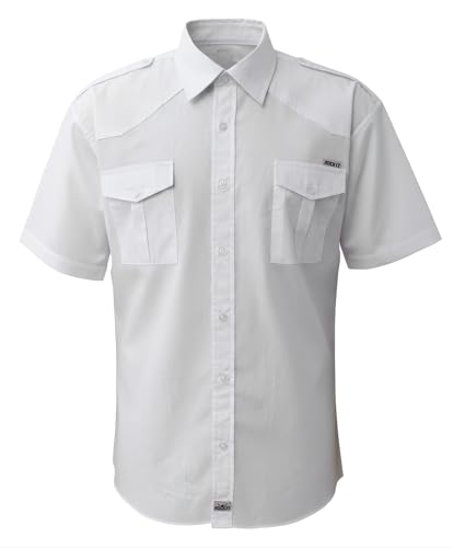 ROCK-IT Apparel Hemd Herren Kurzarm [S-5XL] aus 100% Baumwolle – sportliches US-Hemd im Military Look – Robustes Worker Shirt für Freizeit & Outdoor, Schulterklappen und Knopfleiste, Farbe Weiß XL von ROCK-IT Apparel