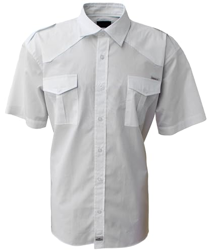 ROCK-IT Apparel Hemd Herren Kurzarm [S-5XL] - 100% Baumwolle - US-Hemd im coolen Military Look - Worker Hemd - Worker Shirt Outdoor - Sportliches Freizeithemd XXL Weiß von ROCK-IT Apparel