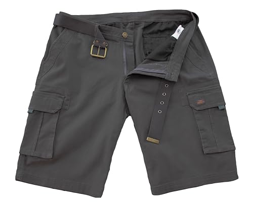 ROCK-IT Apparel Herren Cargoshorts mit Gürtel Vintage Bermuda Short mit 6 Taschen zum verschließen Männer Kurze Sommer Hose - Größen S-5XL - Iron 5XL von ROCK-IT Apparel