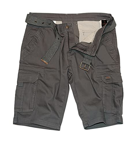ROCK-IT Apparel Herren Cargoshorts mit Gürtel Vintage Bermuda Short mit 6 Taschen zum verschließen Männer Kurze Sommer Hose - Größen S-5XL - Iron L von ROCK-IT Apparel