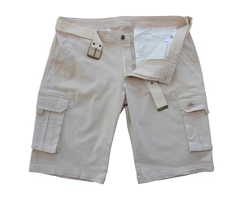ROCK-IT Apparel Herren Cargoshorts mit Gürtel Vintage Bermuda Short mit 6 Taschen zum verschließen Männer Kurze Sommer Hose - Größen S-5XL - Beige 5XL von ROCK-IT Apparel