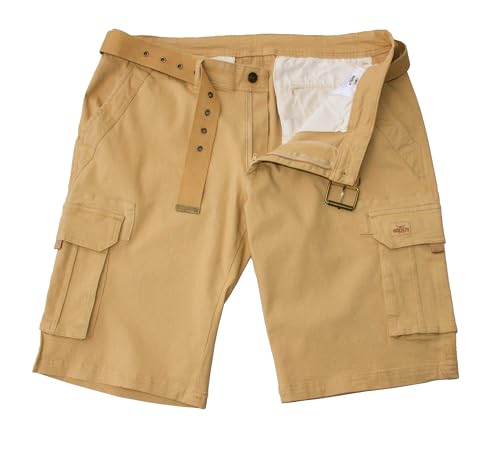 ROCK-IT Apparel Herren Cargoshorts mit Gürtel Vintage Bermuda Short mit 6 Taschen zum verschließen Männer Kurze Sommer Hose - Größen S-5XL - Sand 4XL von ROCK-IT Apparel