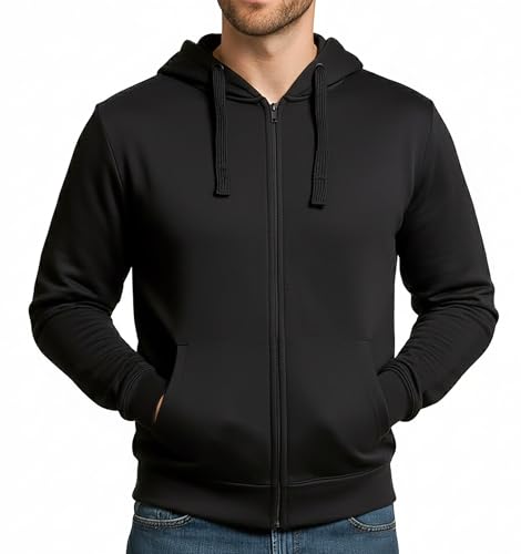 ROCK-IT Apparel Herren Kapuzenjacke, Zipper Hoodie mit Reißverschluss-Seitentaschen [S-5XL] weicher Premiumstoff, Kapuzen Sweater Jacke, Workerhoodie, Pullover Hoody, Regular Fit, Schwarz XL von ROCK-IT Apparel