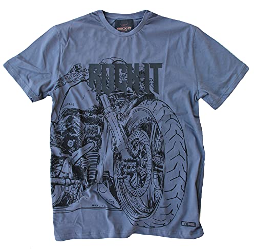 ROCK-IT Apparel Herren T-Shirt Bike Kurzarm Premium Rundhals Shirt 100% Baumwolle Vintage Bikershirt Größen S-5XL Regular Schnitt Iron M von ROCK-IT Apparel