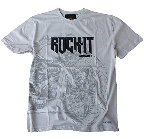 ROCK-IT Apparel Herren T-Shirt Bike Kurzarm Premium Rundhals Shirt 100% Baumwolle Vintage Bikershirt Größen S-5XL Regular Schnitt Smokey Grau 4XL von ROCK-IT Apparel