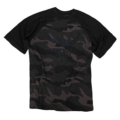 ROCK-IT Apparel Herren T-Shirt Black Logo Camouflage Raglan Kurzarm T-Shirt Rundhals 100% Baumwolle Größen S-5XL Farbe Dark Camo 4XL von ROCK-IT Apparel