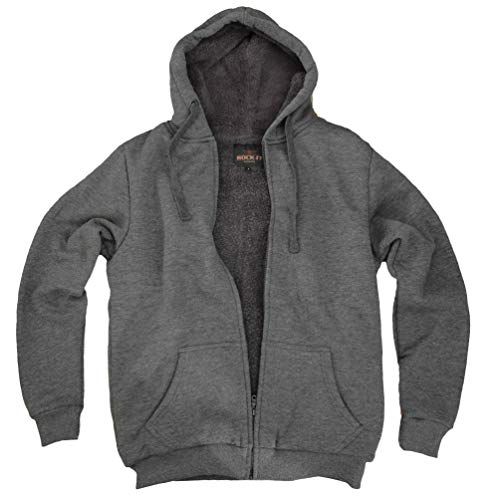 ROCK-IT Apparel Herren Winter Sweatjacke Premium Kapuzenpullover Workerhoodie Kapuzenjacke mit gefüttertem Torso und Kapuze Größen S-5XL Farbe Dark Heather L von ROCK-IT Apparel