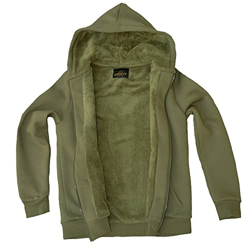 ROCK-IT Apparel Herren Winter Sweatjacke Premium Kapuzenpullover Workerhoodie Kapuzenjacke mit gefüttertem Torso und Kapuze Größen S-5XL Farbe Olive Grün 3XL von ROCK-IT Apparel