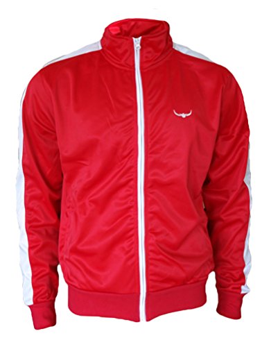 ROCK-IT Apparel I Herren Track Jacket I stylische und hochwertige Retro Style Trainingsjacke I Tracktop I Sweater Jacke [S-3XL] Rot/Weiß - L von ROCK-IT Apparel