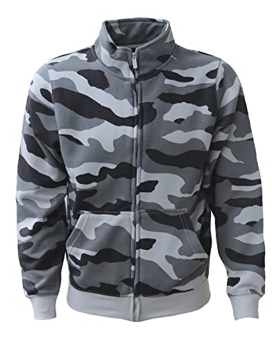 ROCK-IT Apparel I Sweatjacke Herren ohne Kapuze I Sweatshirt Herren mit Stehkragen und Reißverschluss [S-5XL] Premium Qualität mit Fleece-Innenseite I Camouflage Grau 3XL von ROCK-IT Apparel