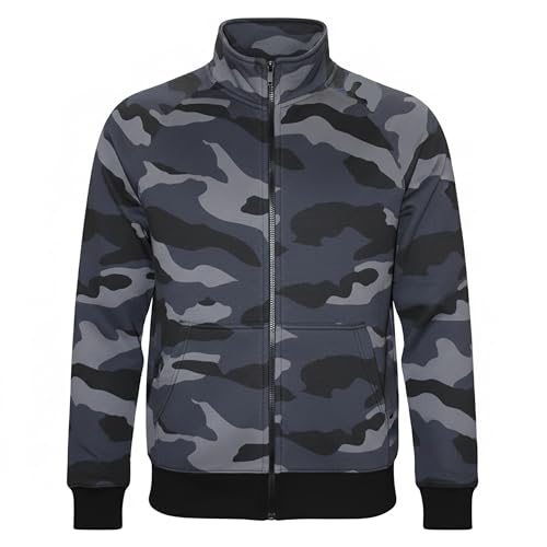 ROCK-IT Apparel I Sweatjacke Herren ohne Kapuze I Sweatshirt Herren mit Stehkragen und Reißverschluss [S-5XL] Premium Qualität mit Fleece-Innenseite I Camouflage Grau Blau 5XL von ROCK-IT Apparel