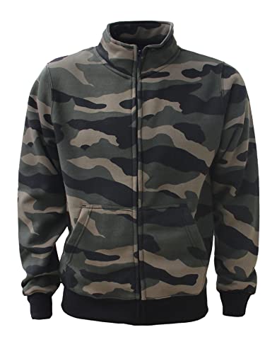 ROCK-IT Apparel I Sweatjacke Herren ohne Kapuze I Sweatshirt Herren mit Stehkragen und Reißverschluss [S-5XL] Premium Qualität mit Fleece-Innenseite I Camouflage Grün Braun 3XL von ROCK-IT Apparel