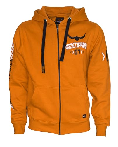 ROCK-IT Apparel Kapuzenjacke Herren Racer 07" Sweatjacke Heavy Hoodie Zipper Hoody S-5XL Ziphood mit Kapuze Reißverschluss und Fleece-Innenseite Marinegold Orange 3XL von ROCK-IT Apparel