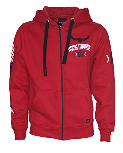 ROCK-IT Apparel Kapuzenjacke Herren Racer 07" Sweatjacke Heavy Hoodie Zipper Hoody S-5XL Ziphood mit Kapuze Reißverschluss und Fleece-Innenseite Rot L von ROCK-IT Apparel