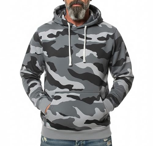 ROCK-IT Apparel Kapuzenpullover Herren Hoodie Workerhoodie Kapuzenpulli Sweatshirt Männer Hoody Größe XS-5XL hochwertig und sehr Soft Camouflage Grau 5XL von ROCK-IT Apparel