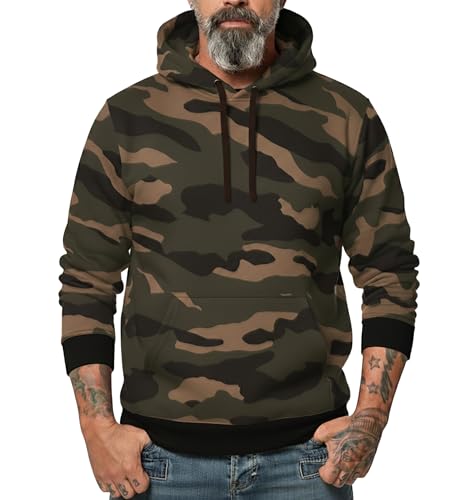 ROCK-IT Apparel Kapuzenpullover Herren Hoodie Workerhoodie Kapuzenpulli Sweatshirt Männer Hoody Größe XS-5XL hochwertig und sehr Soft Camouflage Grün/Braun 3X-Large von ROCK-IT Apparel