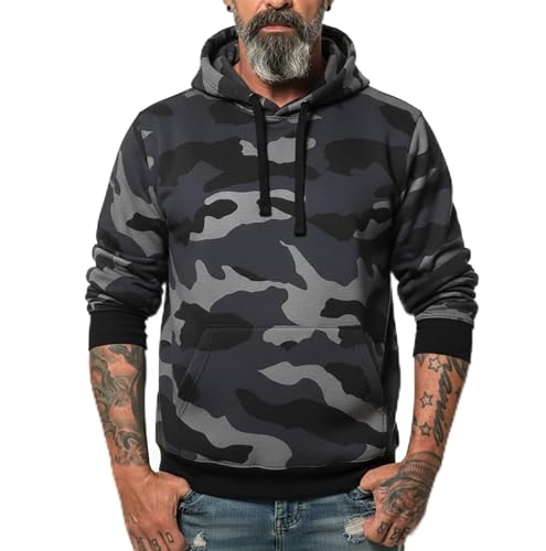 ROCK-IT Apparel Kapuzenpullover Herren Hoodie Workerhoodie Kapuzenpulli Sweatshirt Männer Hoody Größe XS-5XL hochwertig und sehr Soft Camouflage Schwarz/Blau Small von ROCK-IT Apparel