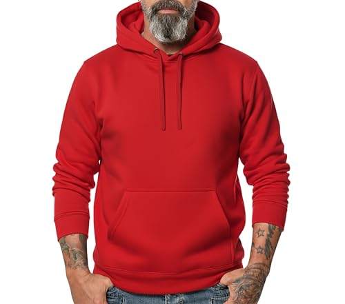 ROCK-IT Apparel Kapuzenpullover Herren Hoodie Workerhoodie Kapuzenpulli Sweatshirt Männer Hoody Regular Schnitt Größe S-5XL hochwertig und sehr Soft Farbe Rot M von ROCK-IT Apparel