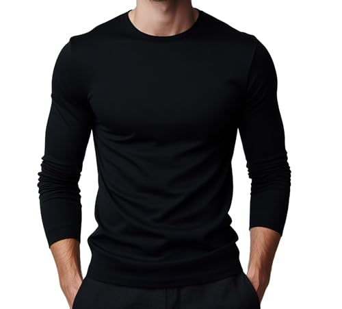 ROCK-IT Apparel Longsleeve Heavy Basic Herren T-Shirt Langarm Premium Rundhals Männer Shirt 100% Baumwolle Größen S-5XL Regular Schnitt Schwarz 4XL von ROCK-IT Apparel