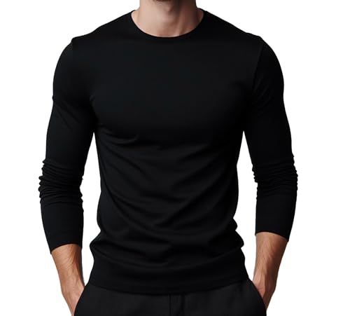 ROCK-IT Apparel Longsleeve, Heavy Basic Herren T-Shirt, Langarm Premium Rundhals Männer Shirt, 100% Baumwolle, Größen S-5XL, Regular Fit, Schwarz 4XL von ROCK-IT Apparel