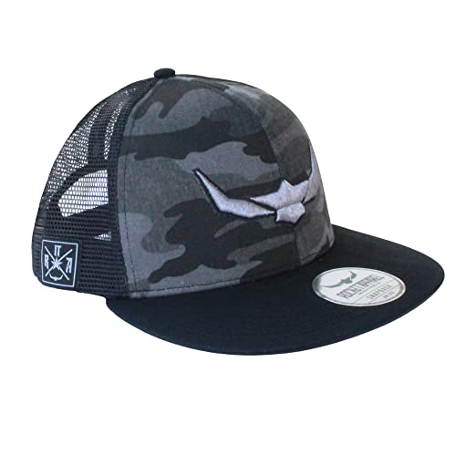 ROCK-IT Apparel Snapback Camouflage Premium Flat Trucker Cap Unisex Baseball mesh Kappe Basecap Bestickt mit Patch und 3D Logo Camo Grau von ROCK-IT Apparel