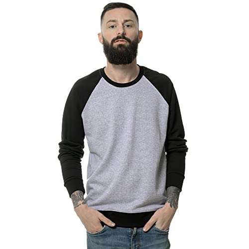 ROCK-IT Apparel Sweatshirt Herren Raglan 2 Tone Crewneck Sweater Pullover mit hohem Größen S - 5XL Regular Size H. Grau Schwarz L von ROCK-IT Apparel