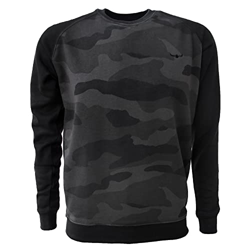 ROCK-IT Apparel Sweatshirt Herren Raglan 2 Tone Crewneck Sweater Pullover mit hohem Größen S - 5XL Regular Size H. Schwarz Dark Camouflage 3XL von ROCK-IT Apparel