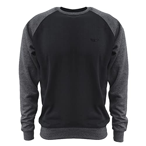 ROCK-IT Apparel Sweatshirt Herren Raglan 2 Tone Crewneck Sweater Pullover mit hohem Größen S - 5XL Regular Size H. Schwarz Dunkel Grau 3XL von ROCK-IT Apparel