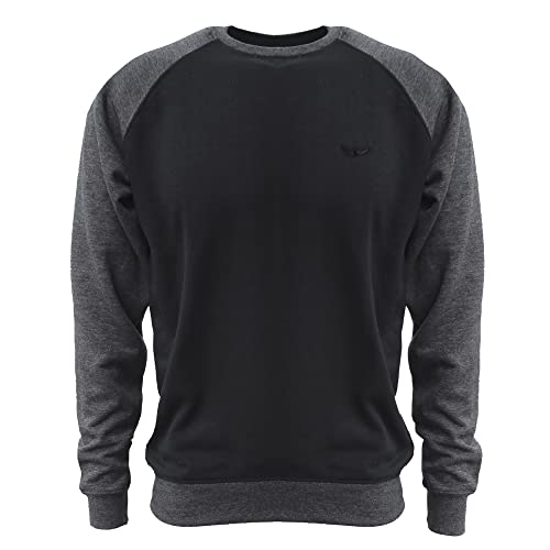 ROCK-IT Apparel Sweatshirt Herren Raglan 2 Tone Crewneck Sweater Pullover mit hohem Größen S - 5XL Regular Size H. Schwarz Dunkel Grau XL von ROCK-IT Apparel