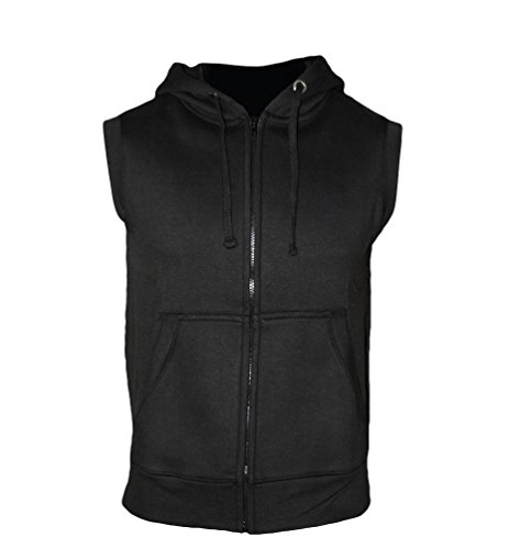 ROCK-IT Apparel Zipped Hoodie ärmellos für Herren Sleeveless Fitness Kapuzenpullover Männer Sweater Trainingsweste Sweatshirt Tank Top S-4XL Farbe Schwarz Large von ROCK-IT Apparel