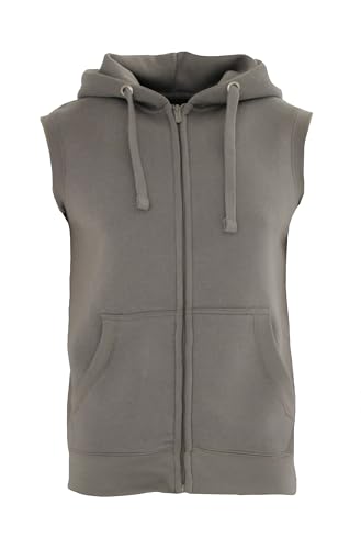 ROCK-IT Apparel Zipped Hoodie ärmellos für Herren Sleeveless Fitness Kapuzenpullover Männer Sweater Trainingsweste Sweatshirt Tank Top S-4XL Farbe Ultimate Grau M von ROCK-IT Apparel